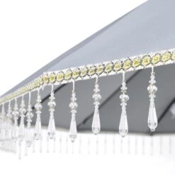 Hacienda 2.4M Light Grey Beaded Carousel Garden Parasol With Fringe Tassels And Aluminium Tilt 19 Hacienda 2.4M Light Grey Beaded Carousel Garden Parasol With Fringe Tassels And Aluminium Tilt -Daals Store OD PRSL 16 GREY detail1