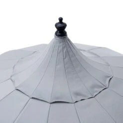 Hacienda 2.4M Light Grey Beaded Carousel Garden Parasol With Fringe Tassels And Aluminium Tilt 20 Hacienda 2.4M Light Grey Beaded Carousel Garden Parasol With Fringe Tassels And Aluminium Tilt -Daals Store OD PRSL 16 GREY detail2