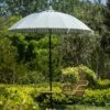 Hacienda 2.4M Light Grey Beaded Carousel Garden Parasol With Fringe Tassels And Aluminium Tilt