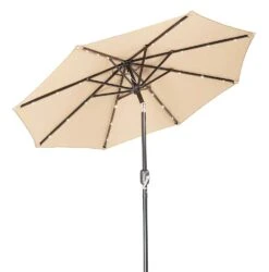 3M Solar LED Light Garden Parasol - Beige Angora Canopy with Tilt & Crank Aluminium Frame 21 3M Solar LED Light Garden Parasol - Beige Angora Canopy with Tilt & Crank Aluminium Frame -Daals Store OD PRSL 23 BEIGE WB1