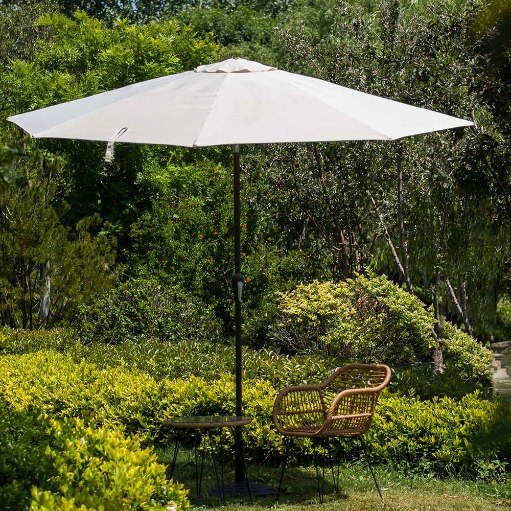 3M Solar LED Light Garden Parasol - Beige Angora Canopy with Tilt & Crank Aluminium Frame 7 3M Solar LED Light Garden Parasol - Beige Angora Canopy with Tilt & Crank Aluminium Frame - Image 7