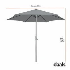 3M Solar LED Light Garden Parasol - Beige Angora Canopy with Tilt & Crank Aluminium Frame 23 3M Solar LED Light Garden Parasol - Beige Angora Canopy with Tilt & Crank Aluminium Frame -Daals Store OD PRSL 23 CHART