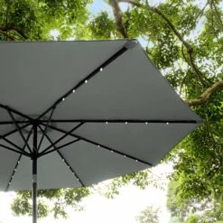 3M Solar LED Light Garden Parasol in Neutral Grey β Tilt & Crank Aluminium Frame Patio Umbrella 16 3M Solar LED Light Garden Parasol in Neutral Grey β Tilt & Crank Aluminium Frame Patio Umbrella -Daals Store OD PRSL 23 GREY scene3