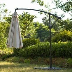 3M LED Light Cantilever Garden Leanover Parasol, Beige -Daals Store OD PRSL 24 BEIGE scene3