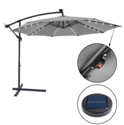 3M LED Light Cantilever Garden Leanover Parasol, Grey 12 3M LED Light Cantilever Garden Leanover Parasol, Grey -Daals Store OD PRSL 24 GREY detail1