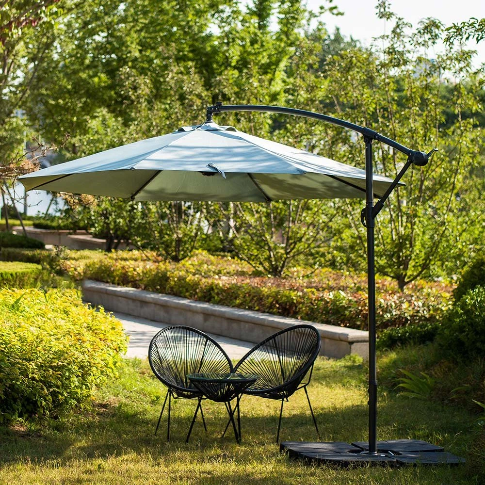 3M LED Light Cantilever Garden Leanover Parasol, Grey 1 3M LED Light Cantilever Garden Leanover Parasol, Grey