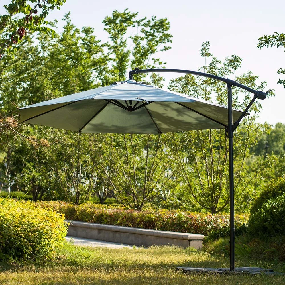 3M LED Light Cantilever Garden Leanover Parasol, Grey 2 3M LED Light Cantilever Garden Leanover Parasol, Grey - Image 2