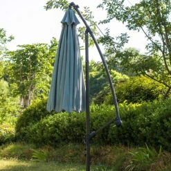 3M LED Light Cantilever Garden Leanover Parasol, Grey 10 3M LED Light Cantilever Garden Leanover Parasol, Grey -Daals Store OD PRSL 24 GREY scene3