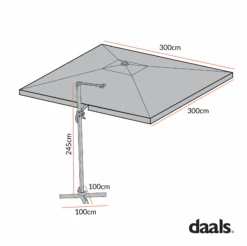 300cm Large Square 360° Aluminium Roma Cantilever Garden Hanging Parasol, Grey -Daals Store OD PRSL 28 CHART