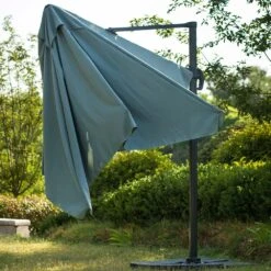 300cm Large Square 360° Aluminium Roma Cantilever Garden Hanging Parasol, Grey -Daals Store OD PRSL 28 GREY scene3
