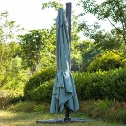 300cm Large Square 360° Aluminium Roma Cantilever Garden Hanging Parasol, Grey -Daals Store OD PRSL 28 GREY scene4