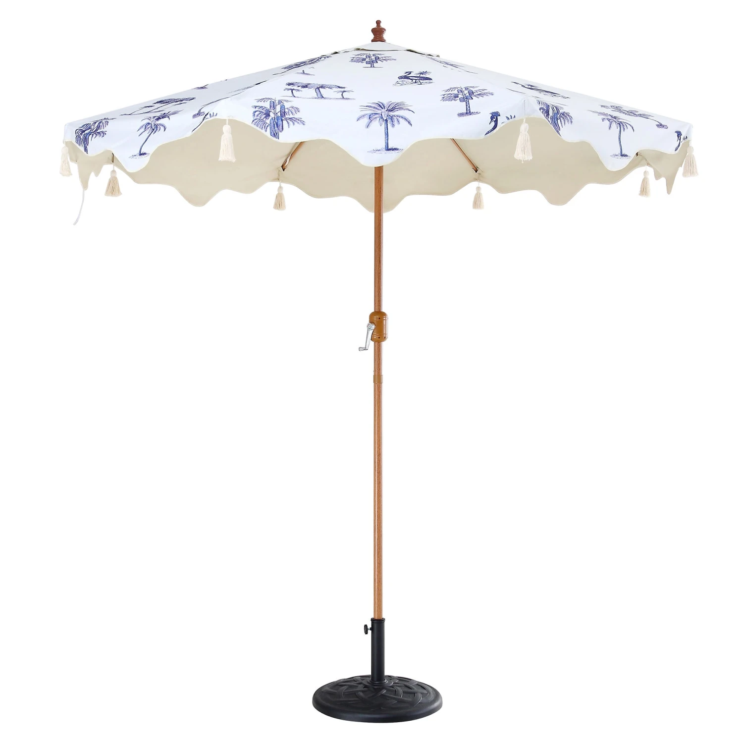 Tropical Pattern 2.6M Octagonal Tassel Parasol With Aluminium Tilt 4 Tropical Pattern 2.6M Octagonal Tassel Parasol With Aluminium Tilt - Image 4