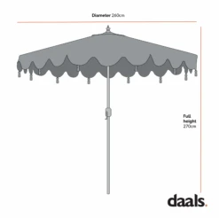 Butterfly & Flower 2.6M Octagonal Tassel Parasol With Aluminium Tilt 20 Butterfly & Flower 2.6M Octagonal Tassel Parasol With Aluminium Tilt -Daals Store OD PRSL 32 CHART