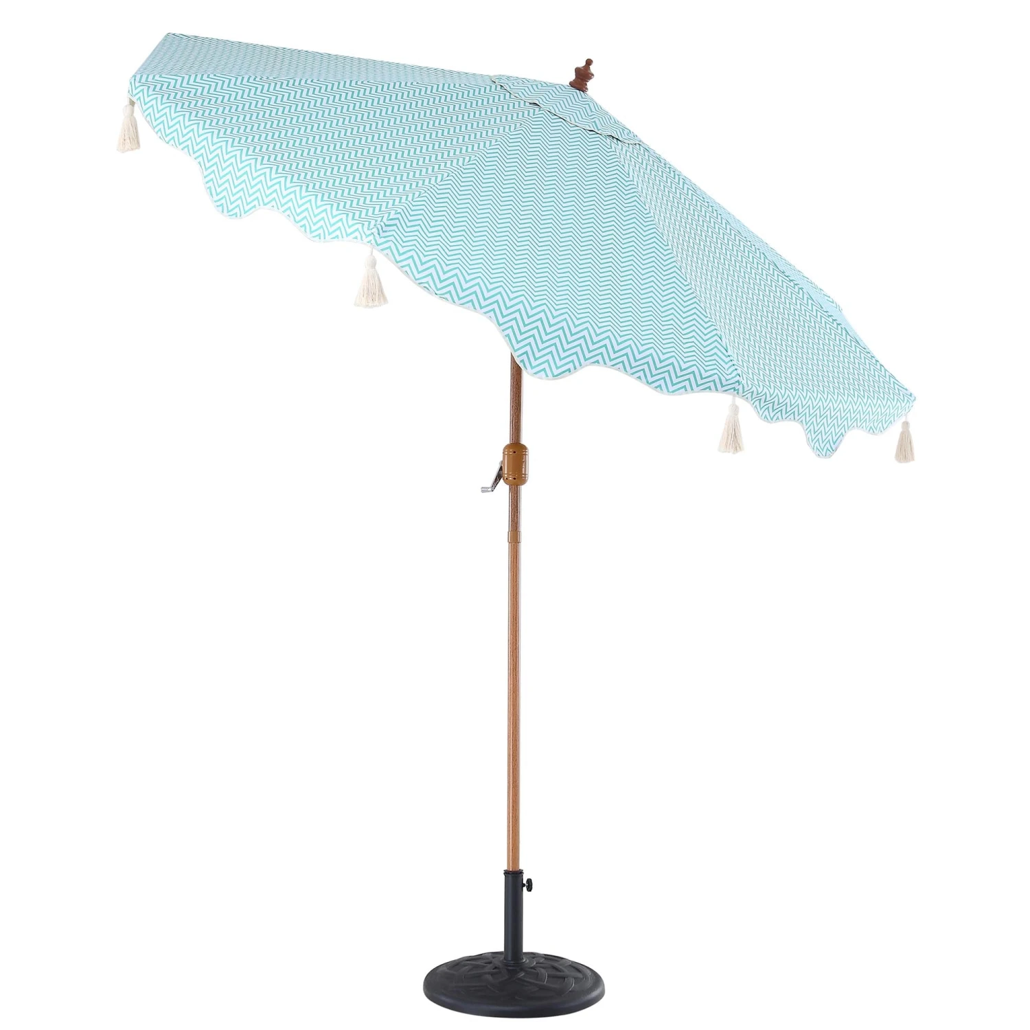 Green Chevron 2.6M Octagonal Tassel Parasol With Aluminium Tilt 7 Green Chevron 2.6M Octagonal Tassel Parasol With Aluminium Tilt - Image 7