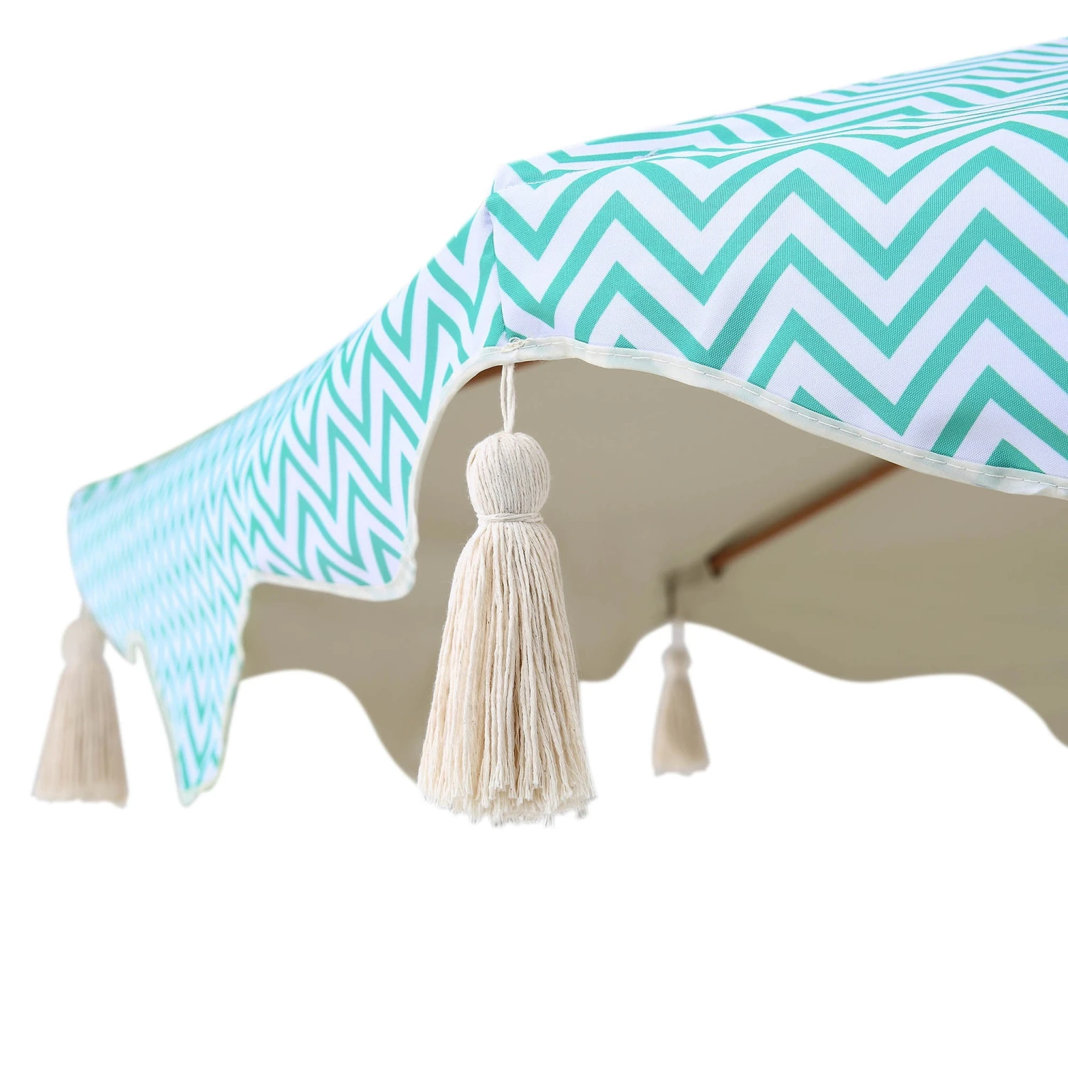 Green Chevron 2.6M Octagonal Tassel Parasol With Aluminium Tilt 11 Green Chevron 2.6M Octagonal Tassel Parasol With Aluminium Tilt - Image 11