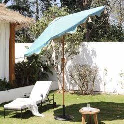 Green Chevron 2.6M Octagonal Tassel Parasol With Aluminium Tilt 16 Green Chevron 2.6M Octagonal Tassel Parasol With Aluminium Tilt -Daals Store OD PRSL 34 GREENSTRP scene2