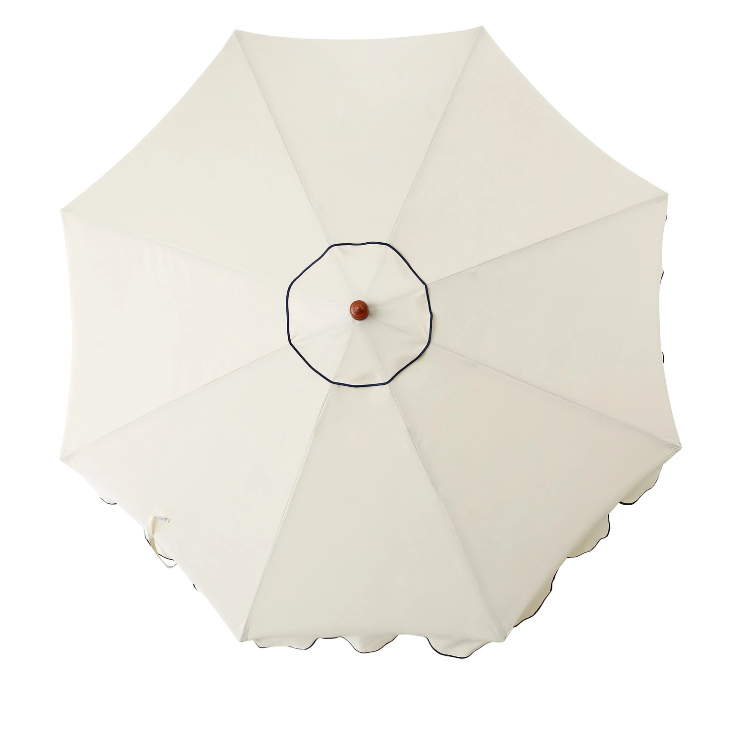 Beige 2.6M Octagonal Crank And Tilt Parasol With Navy Scalloped Edge 7 Beige 2.6M Octagonal Crank And Tilt Parasol With Navy Scalloped Edge - Image 7