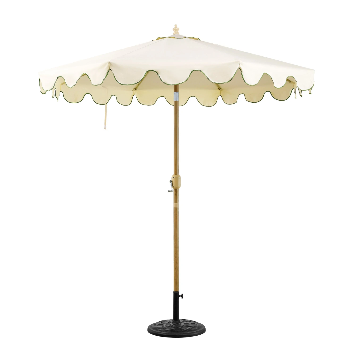 Beige & Grass Green Scalloped Octagonal Garden Parasol β 2.6m Crank and Tilt Outdoor Sun Shade 3 Beige & Grass Green Scalloped Octagonal Garden Parasol β 2.6m Crank and Tilt Outdoor Sun Shade - Image 3