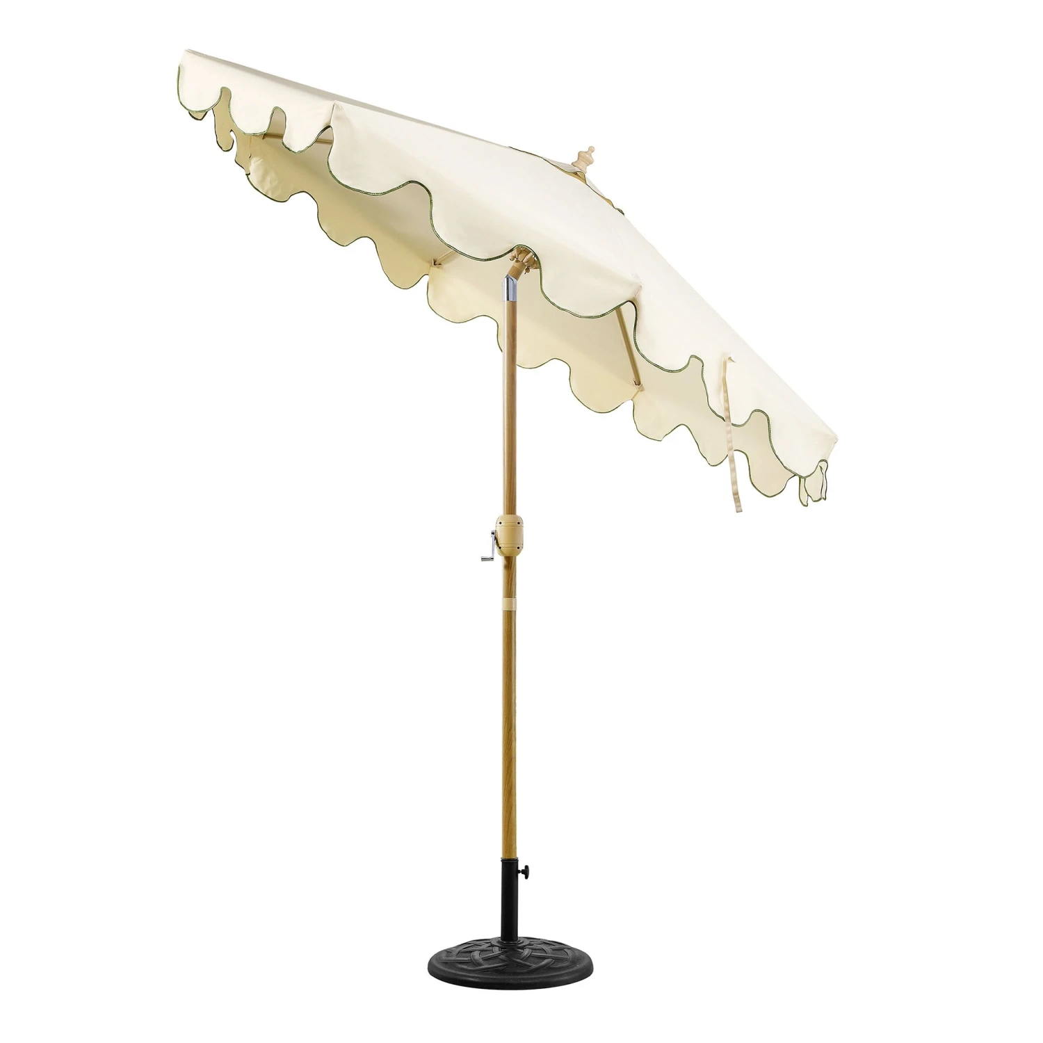 Beige & Grass Green Scalloped Octagonal Garden Parasol β 2.6m Crank and Tilt Outdoor Sun Shade 4 Beige & Grass Green Scalloped Octagonal Garden Parasol β 2.6m Crank and Tilt Outdoor Sun Shade - Image 4
