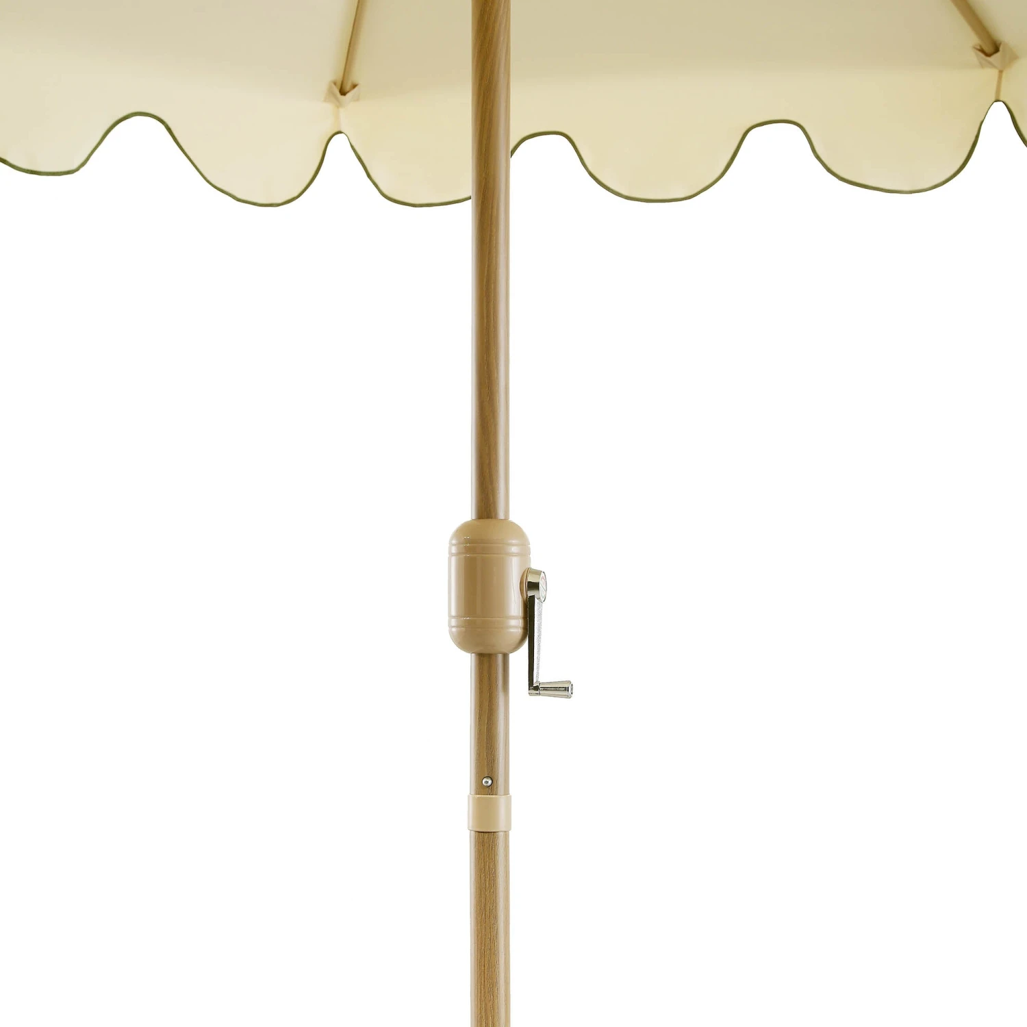Beige & Grass Green Scalloped Octagonal Garden Parasol β 2.6m Crank and Tilt Outdoor Sun Shade 13 Beige & Grass Green Scalloped Octagonal Garden Parasol β 2.6m Crank and Tilt Outdoor Sun Shade - Image 13