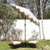 Kisses Red Lip Pattern 2.6m Octagonal Garden Parasol – Beige Scalloped Edge with Wood-Effect Tilt Pole -Daals Store OD PRSL 36 KISS main