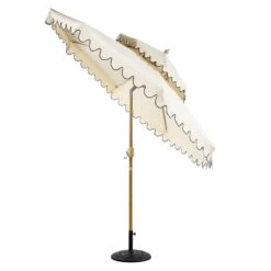 Fabienne Beige 3M Octagonal Double Top Crank And Tilt Parasol With Navy Scalloped Edge -Daals Store OD PRSL 41 BLUEEDGE WB2