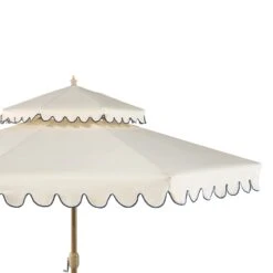 Fabienne Beige 3M Octagonal Double Top Crank And Tilt Parasol With Navy Scalloped Edge -Daals Store OD PRSL 41 BLUEEDGE detail1