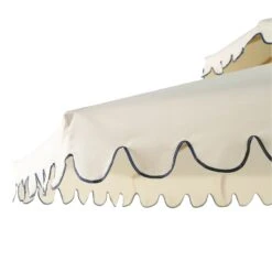 Fabienne Beige 3M Octagonal Double Top Crank And Tilt Parasol With Navy Scalloped Edge -Daals Store OD PRSL 41 BLUEEDGE detail3