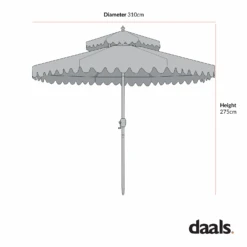 Fabienne 3m Octagonal Double Top Parasol β Beige with Green Scalloped Edge Crank & Tilt Garden Umbrella 20 Fabienne 3m Octagonal Double Top Parasol β Beige with Green Scalloped Edge Crank & Tilt Garden Umbrella -Daals Store OD PRSL 41 CHART