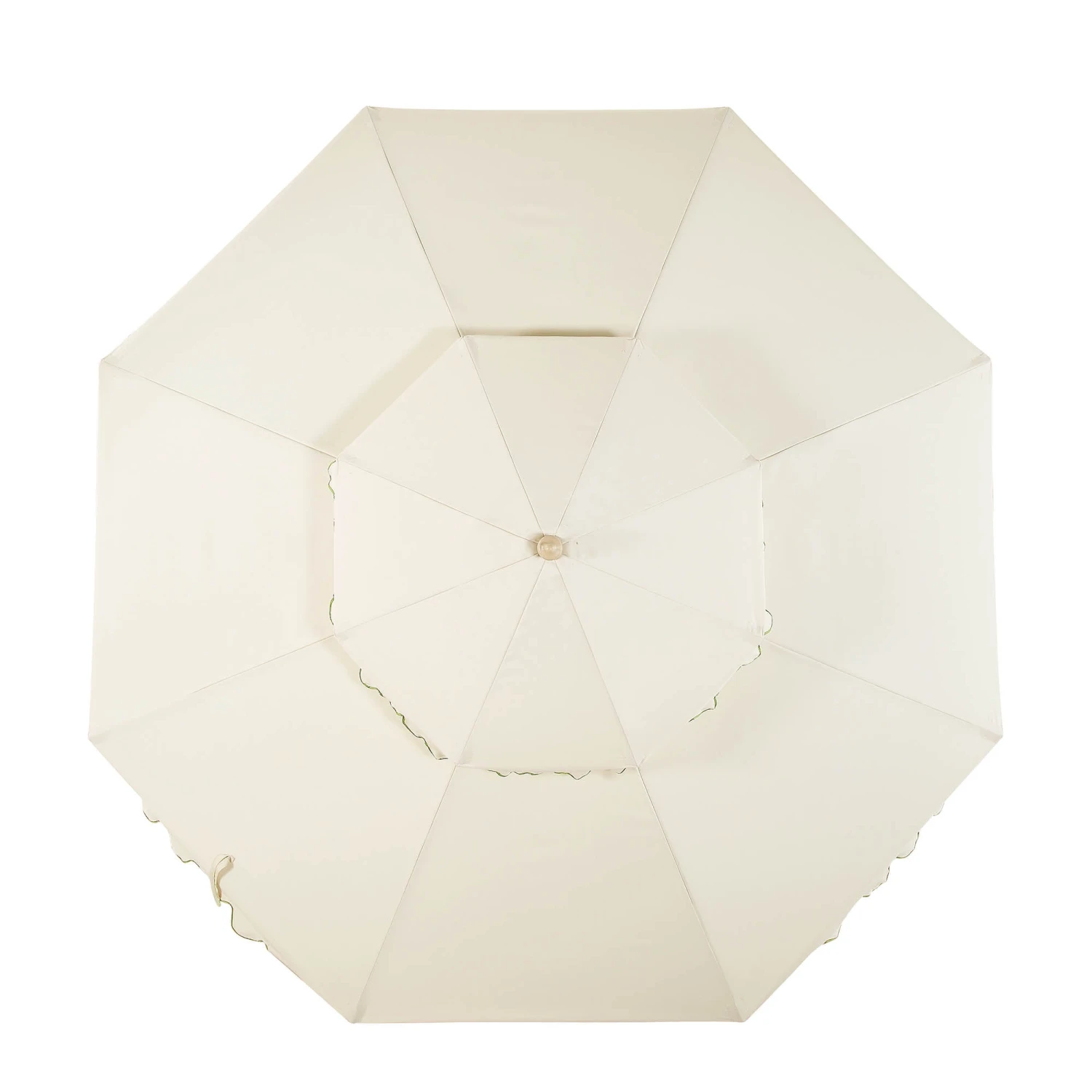 Fabienne 3m Octagonal Double Top Parasol β Beige with Green Scalloped Edge Crank & Tilt Garden Umbrella 9 Fabienne 3m Octagonal Double Top Parasol β Beige with Green Scalloped Edge Crank & Tilt Garden Umbrella - Image 9