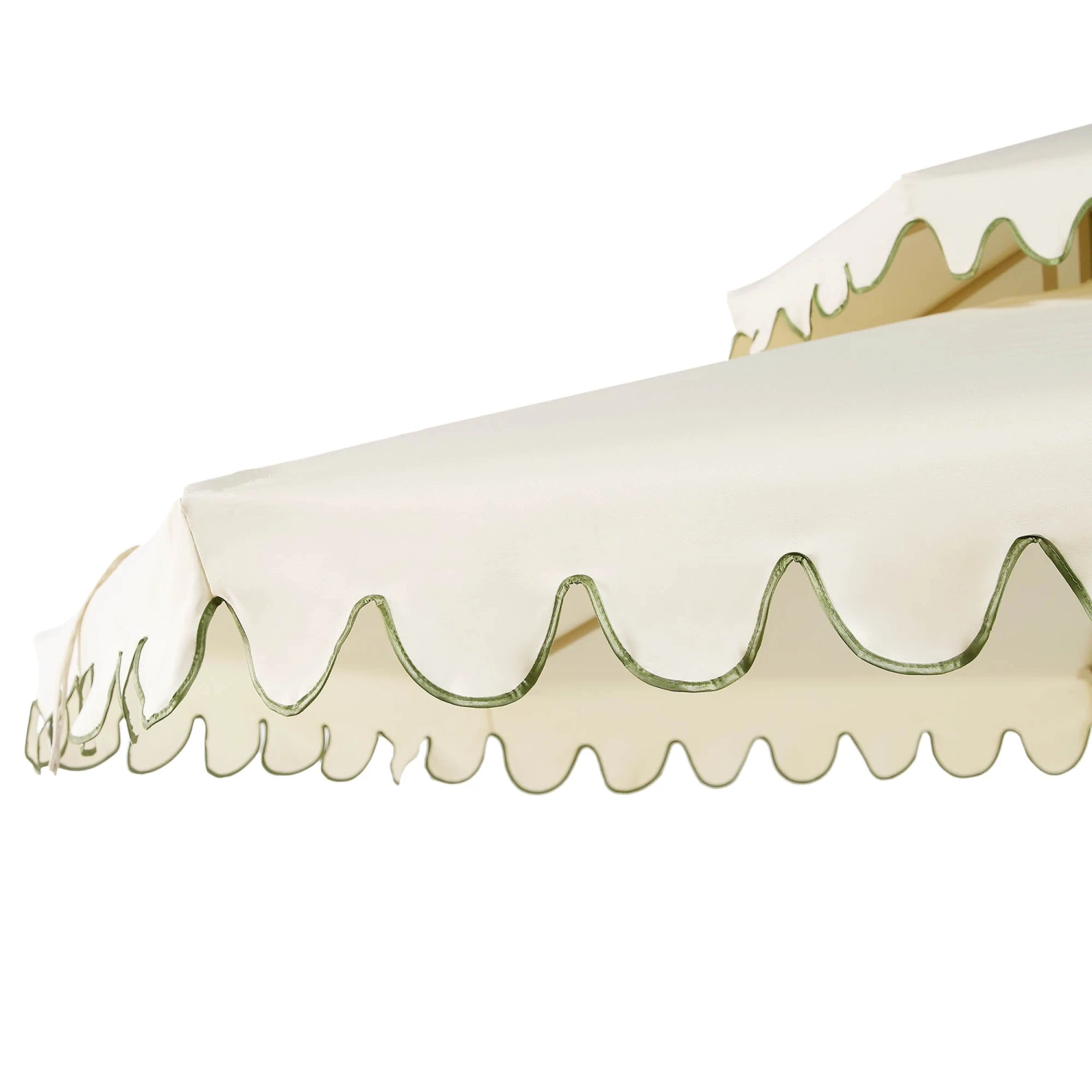 Fabienne 3m Octagonal Double Top Parasol β Beige with Green Scalloped Edge Crank & Tilt Garden Umbrella 11 Fabienne 3m Octagonal Double Top Parasol β Beige with Green Scalloped Edge Crank & Tilt Garden Umbrella - Image 11