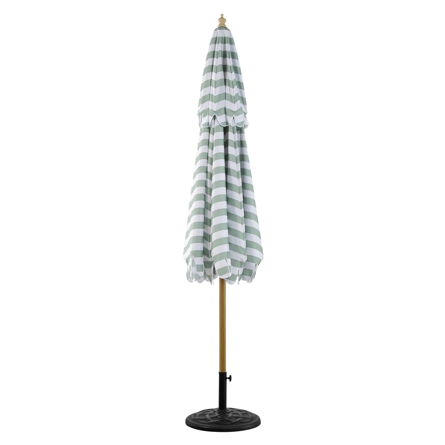 Fabienne Sage Green And White Striped 3M Double Top Crank And Tilt Parasol 6 Fabienne Sage Green And White Striped 3M Double Top Crank And Tilt Parasol - Image 6