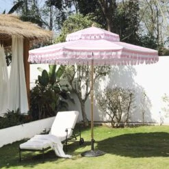 Fabienne Pink And White Striped 3M Double Top Crank And Tilt Parasol
