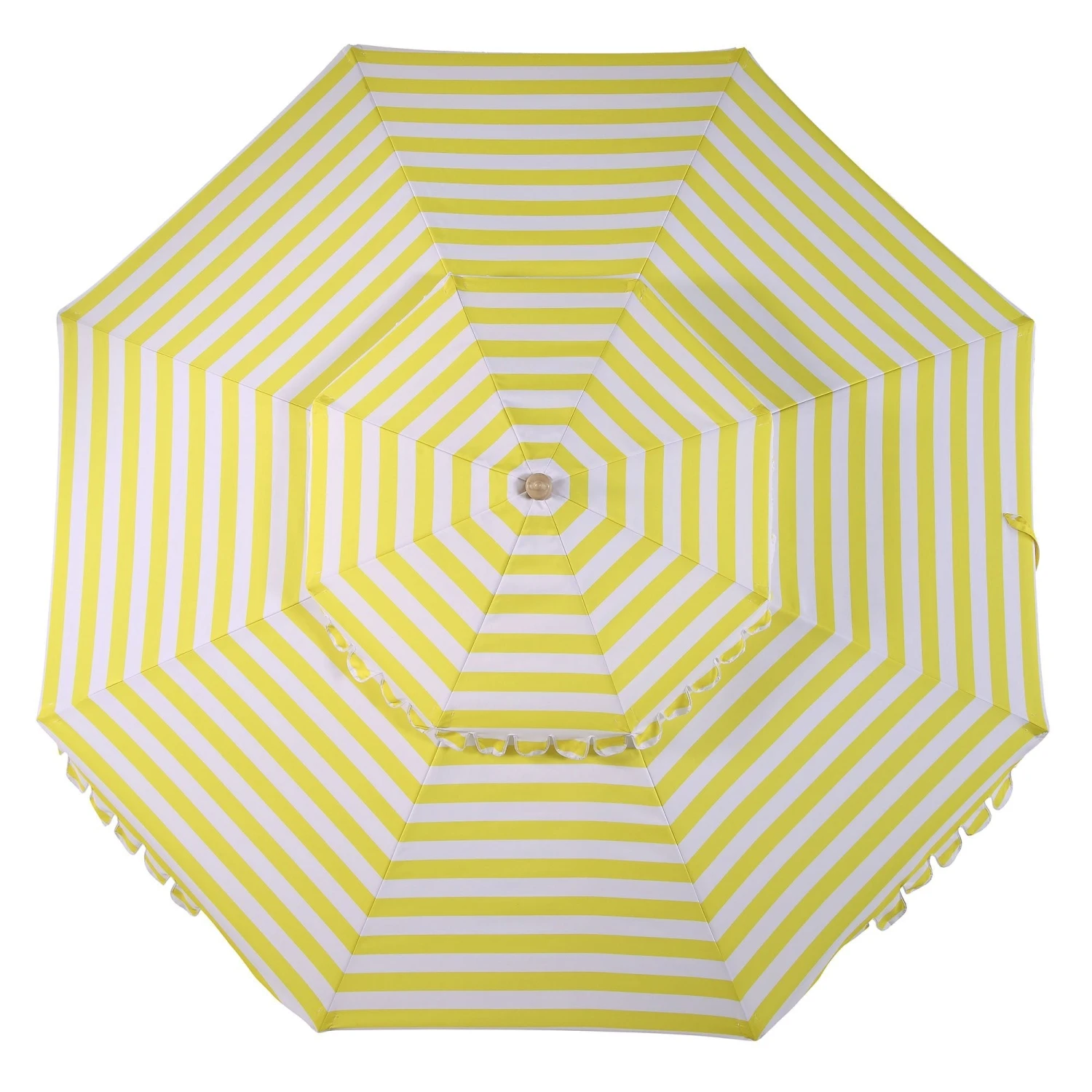 Fabienne 3M Double Top Garden Parasol β Yellow and White Striped Vintage Crank & Tilt Umbrella 9 Fabienne 3M Double Top Garden Parasol β Yellow and White Striped Vintage Crank & Tilt Umbrella - Image 9
