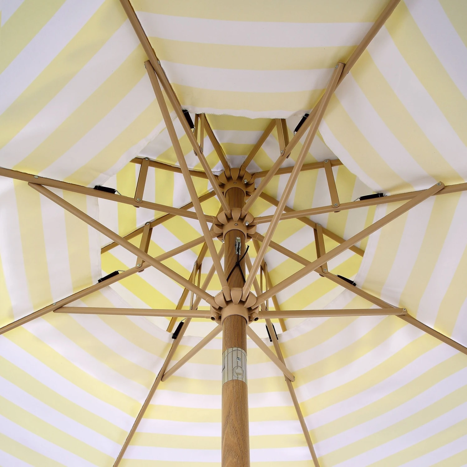 Fabienne 3M Double Top Garden Parasol β Yellow and White Striped Vintage Crank & Tilt Umbrella 14 Fabienne 3M Double Top Garden Parasol β Yellow and White Striped Vintage Crank & Tilt Umbrella - Image 14