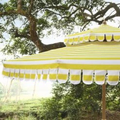 Fabienne 3M Double Top Garden Parasol β Yellow and White Striped Vintage Crank & Tilt Umbrella 17 Fabienne 3M Double Top Garden Parasol β Yellow and White Striped Vintage Crank & Tilt Umbrella -Daals Store OD PRSL 42 YELLOWSTRIPE scene2