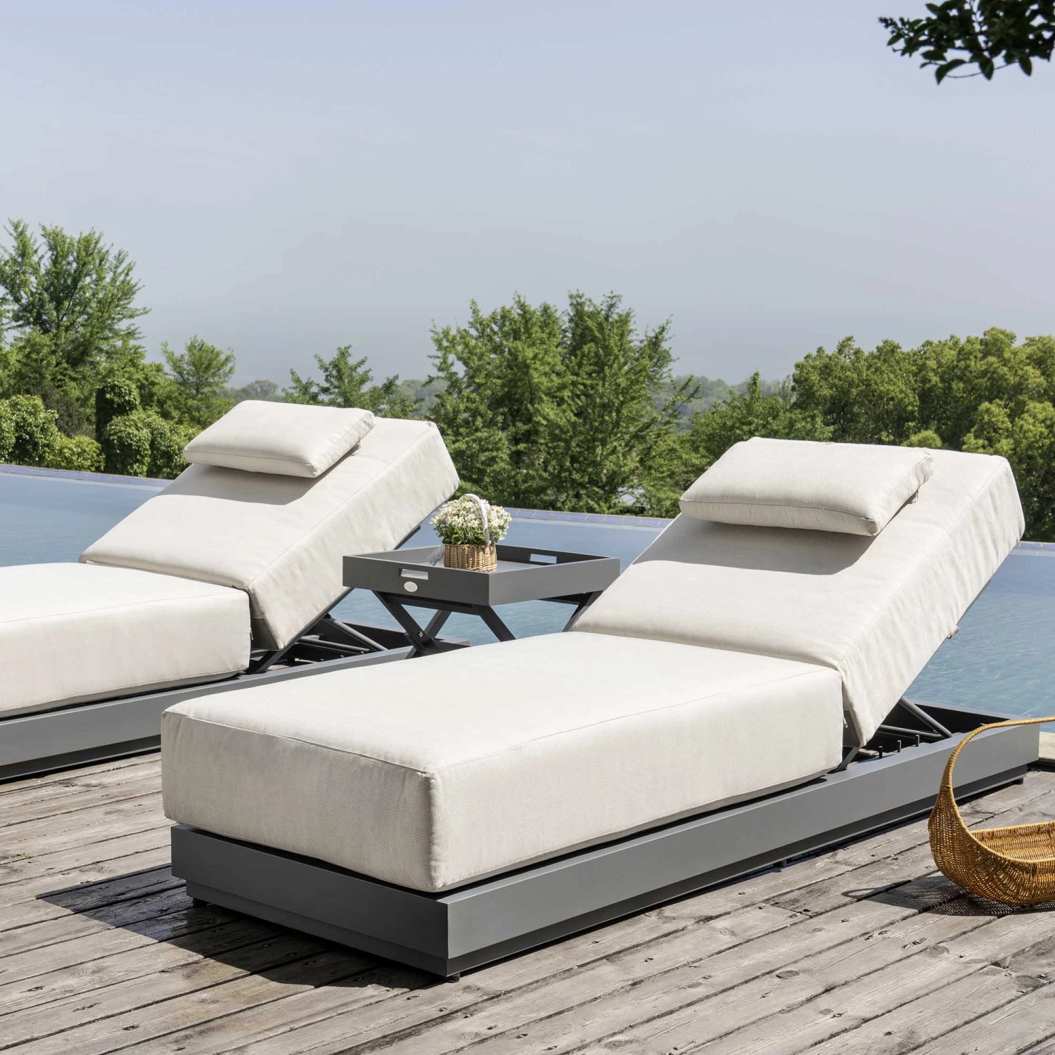 Pedra Rope And Aluminium Outdoor Sun Lounger, Grey 1 Pedra Rope And Aluminium Outdoor Sun Lounger, Grey