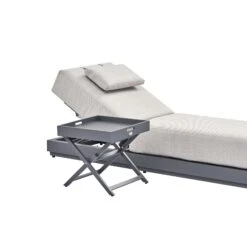 Pedra Grey Aluminium Outdoor Side Tray Table – Rust-Proof Foldable Garden End Table -Daals Store OD ROPE2 GREY STB WB2