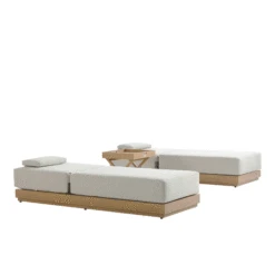 Pedra Rope And Aluminium Outdoor Sun Lounger And Side Table Set, Natural 10 Pedra Rope And Aluminium Outdoor Sun Lounger And Side Table Set, Natural -Daals Store OD ROPE2 NAT SLG SET GIF