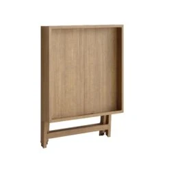 Pedra Natural Wood-Effect Aluminium Outdoor Side Tray Table – Foldable Garden End Table -Daals Store OD ROPE2 NAT STB WB3