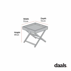 Pedra Natural Wood-Effect Aluminium Outdoor Side Tray Table – Foldable Garden End Table -Daals Store OD ROPE2 STB CHART
