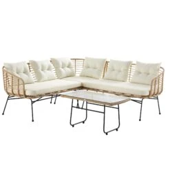 St Loy Natural Rattan Garden Corner Sofa Set with Cream Cushions β 4-Piece Outdoor Sectional & Glass Top Coffee Table 27 St Loy Natural Rattan Garden Corner Sofa Set with Cream Cushions β 4-Piece Outdoor Sectional & Glass Top Coffee Table -Daals Store OD SF 016 WB1