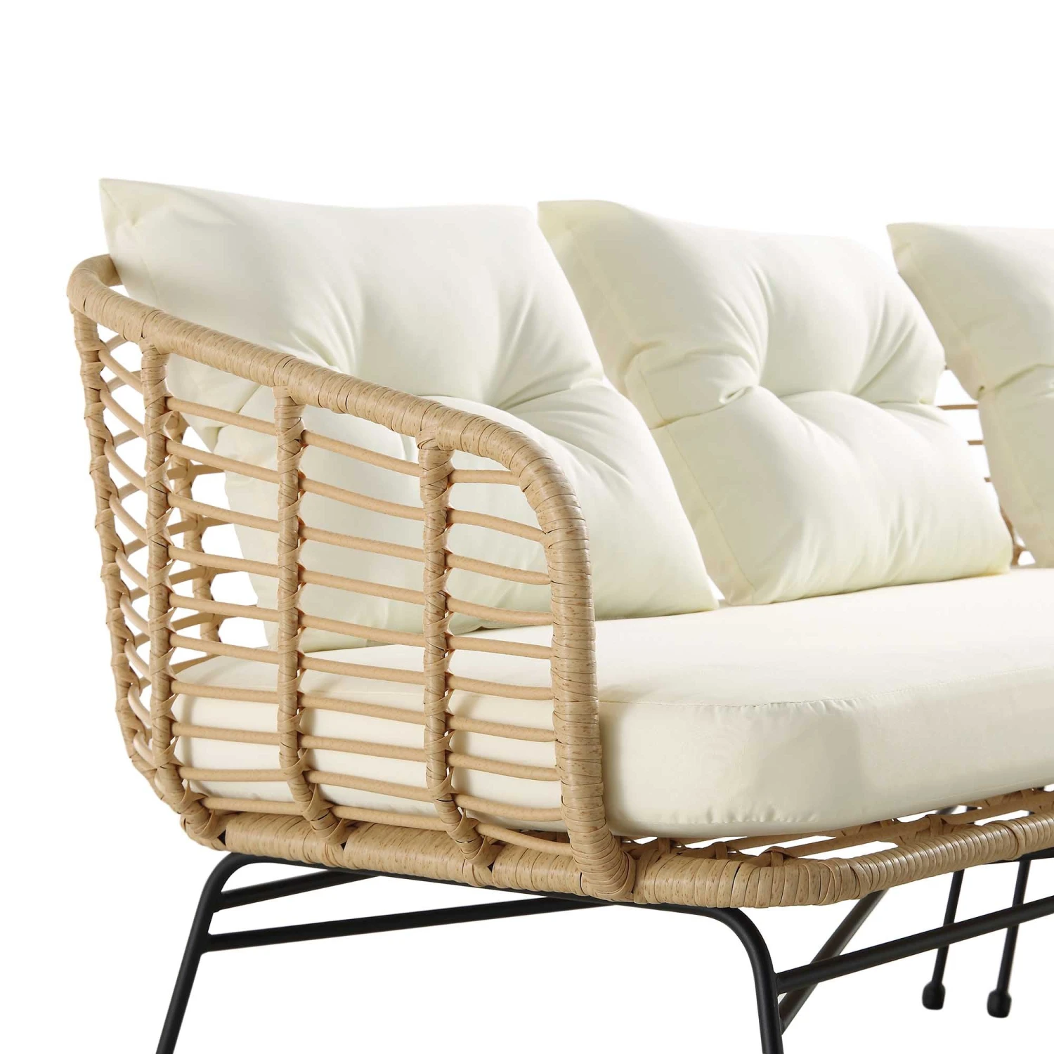 St Loy Natural Rattan Garden Corner Sofa Set with Cream Cushions β 4-Piece Outdoor Sectional & Glass Top Coffee Table 16 St Loy Natural Rattan Garden Corner Sofa Set with Cream Cushions β 4-Piece Outdoor Sectional & Glass Top Coffee Table - Image 16