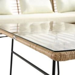 St Loy Natural Rattan Garden Corner Sofa Set with Cream Cushions β 4-Piece Outdoor Sectional & Glass Top Coffee Table 36 St Loy Natural Rattan Garden Corner Sofa Set with Cream Cushions β 4-Piece Outdoor Sectional & Glass Top Coffee Table -Daals Store OD SF 016 detail3