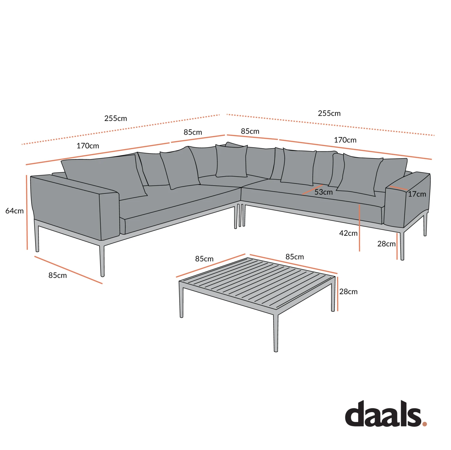 Calabasas Large Outdoor Fabric Aluminium Frame Corner Sofa Set With Coffee Table, Dark Grey 4 Calabasas Large Outdoor Fabric Aluminium Frame Corner Sofa Set With Coffee Table, Dark Grey - Image 4