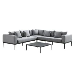 Calabasas Large Outdoor Fabric Aluminium Frame Corner Sofa Set With Coffee Table, Dark Grey 10 Calabasas Large Outdoor Fabric Aluminium Frame Corner Sofa Set With Coffee Table, Dark Grey -Daals Store OD SF 1011 DARKGREY WB1