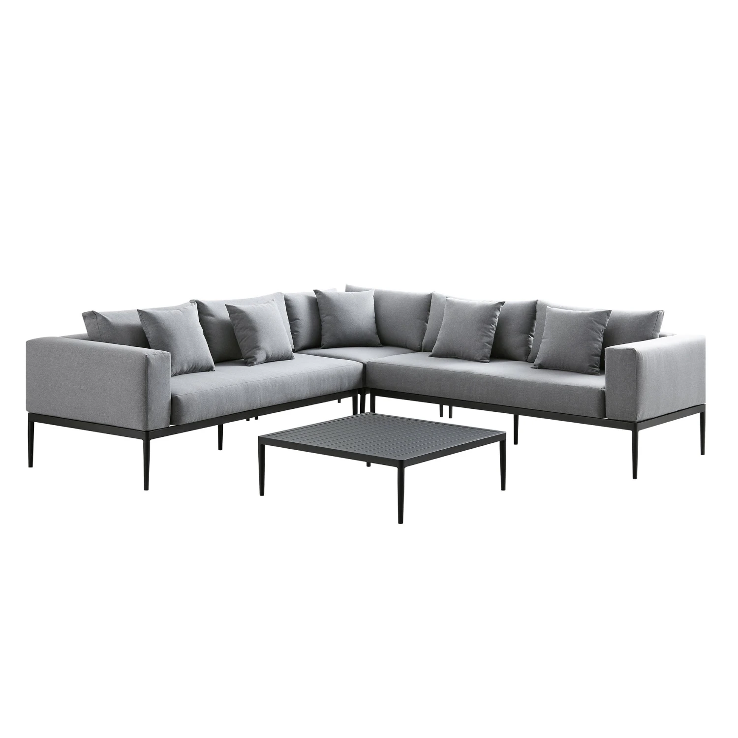 Calabasas Large Outdoor Fabric Aluminium Frame Corner Sofa Set With Coffee Table, Dark Grey 2 Calabasas Large Outdoor Fabric Aluminium Frame Corner Sofa Set With Coffee Table, Dark Grey - Image 2