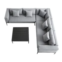 Calabasas Large Outdoor Fabric Aluminium Frame Corner Sofa Set With Coffee Table, Dark Grey 11 Calabasas Large Outdoor Fabric Aluminium Frame Corner Sofa Set With Coffee Table, Dark Grey -Daals Store OD SF 1011 DARKGREY WB2