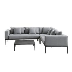 Calabasas Large Outdoor Fabric Aluminium Frame Corner Sofa Set With Coffee Table, Dark Grey 13 Calabasas Large Outdoor Fabric Aluminium Frame Corner Sofa Set With Coffee Table, Dark Grey -Daals Store OD SF 1011 DARKGREY WB3