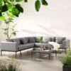 Calabasas Large Outdoor Fabric Aluminium Frame Corner Sofa Set With Coffee Table, Dark Grey 40 Calabasas Large Outdoor Fabric Aluminium Frame Corner Sofa Set With Coffee Table, Dark Grey -Daals Store OD SF 1011 DARKGREY main